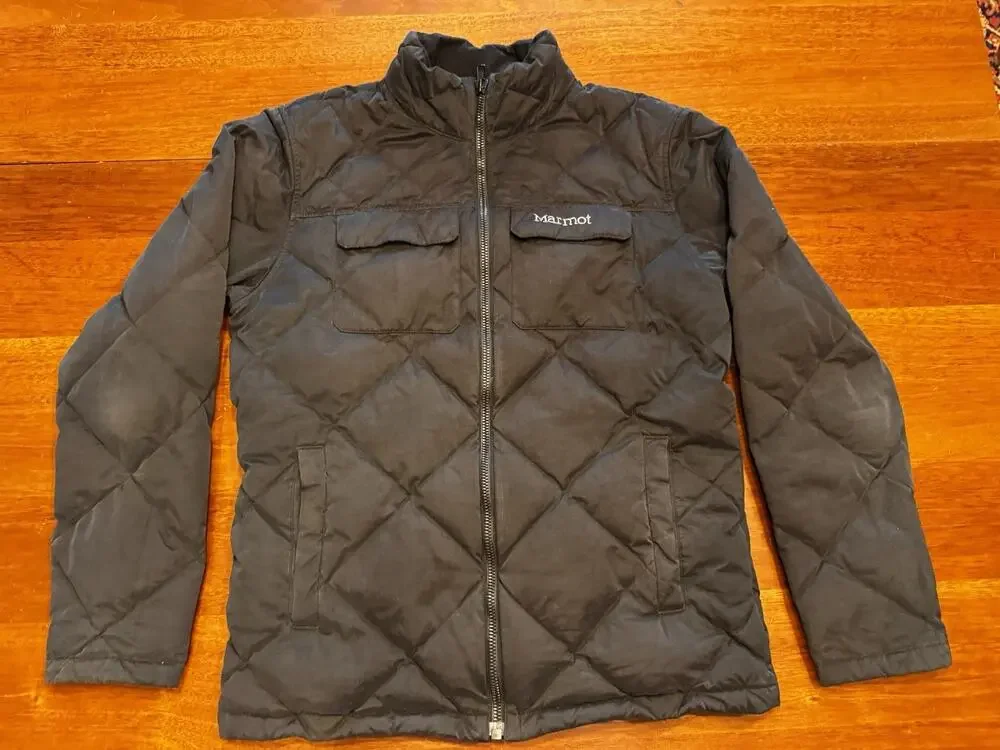 Marmot 600 Fill Jacket Black Diamond Quilted Winter Zip Up Down